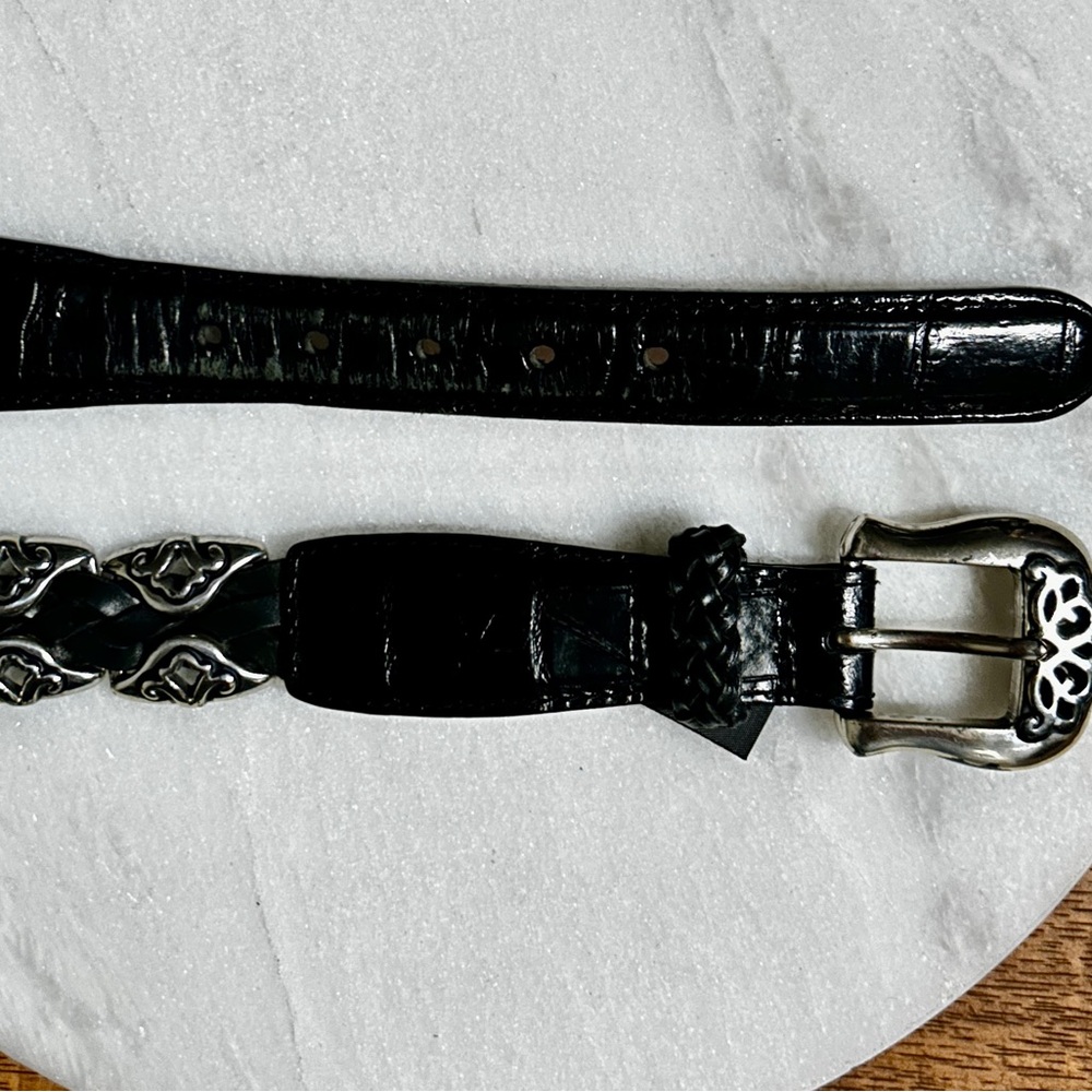Brighton ~ Vintage ~ Women’s Small ~Black Leather Braided W/Silver Conchos Belt - Picture 15 of 16